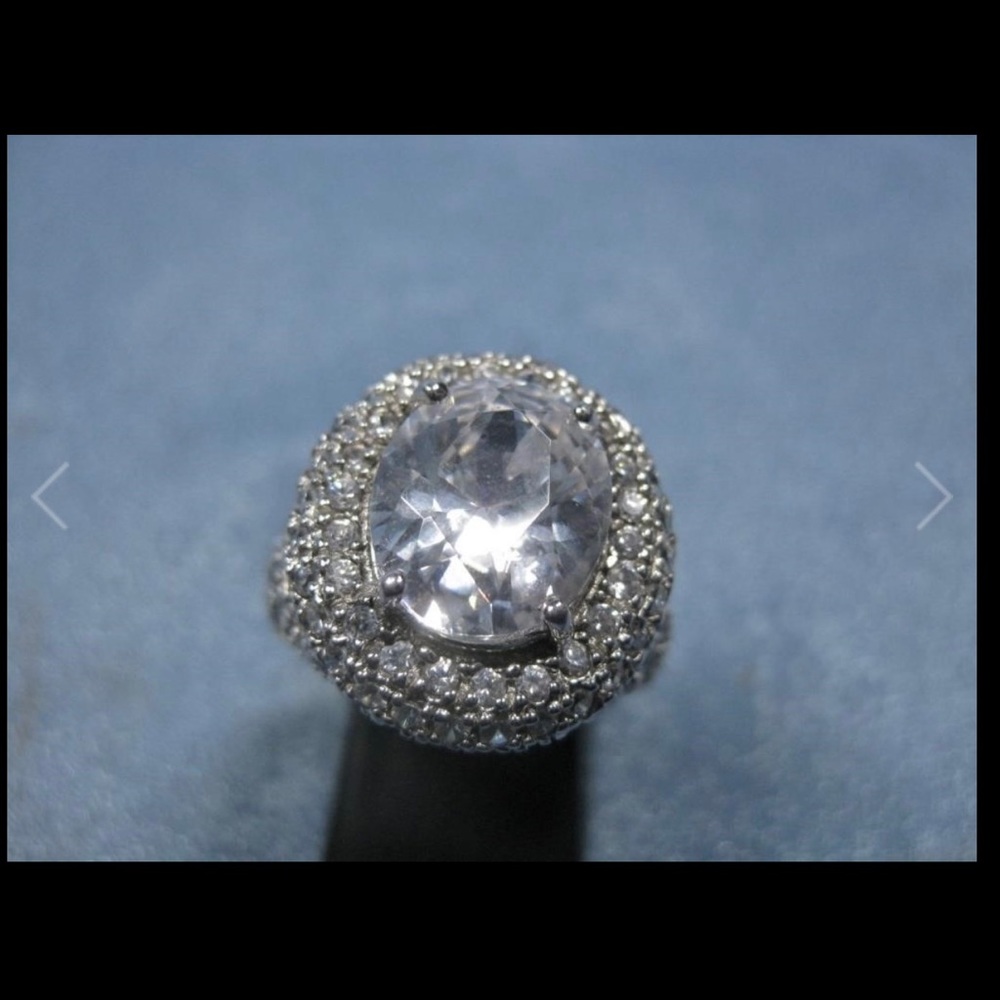 🤩GORGEOUS CUBIC AND STERLING COCKTAIL RING SIZE 10💕 NEW😊 - Picture 3 of 9